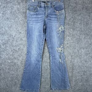 Vintage Y2K Casa Jeans Womens 28 Blue Flare Glitter Sparkle Girly Bow Butterfly‎